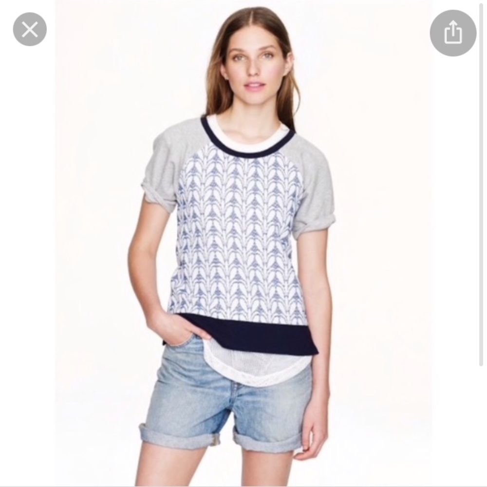 J. Crew Floral Print Panel Sweatshirt B2169 Size S